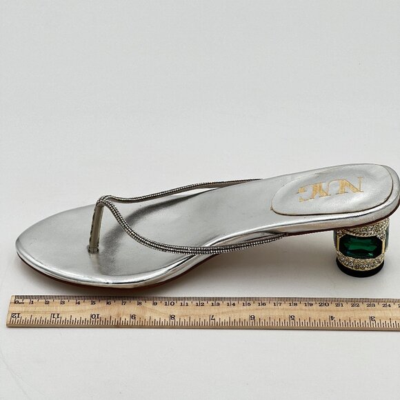 Silver Crystal Heel Sandals Casual Flip Flops Open Toe Daily Wearing Slipper - Picture 2 of 7